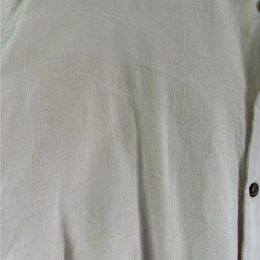 Caribbean Silk Blend Hawaiian Shirt – Leaf Imprint – Relaxed Fit – Extra Large - Picture 2 of 5